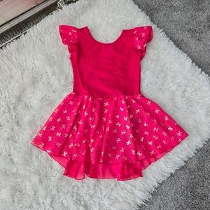 MdnMd Bow Print Girls Ruffle Sleeve Ballet Dance Dress Tutu Skirted Leotard. Col